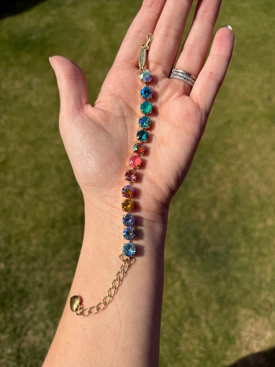 Swarovski Accessories - Swarovski Gold-Tone Bracelet with Multicolor Crystal Rivoli Stones